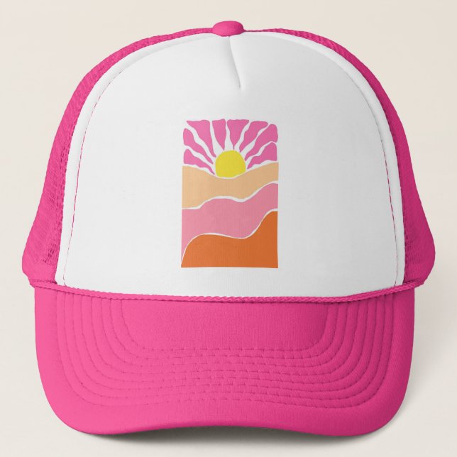 Boné Pôr do sol laranja e rosa pálido Boho  (Frente)