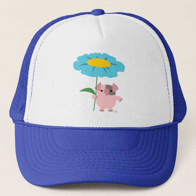 Boné Porco De Cartoon Bonito Com Chapéu De Presente (Az (Frente)