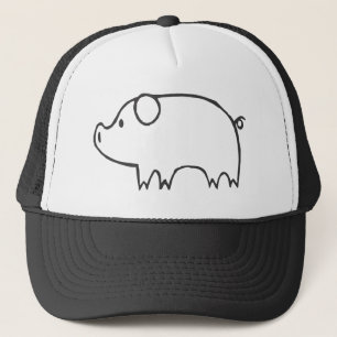 Boné Porco novo no esboço preto e branco