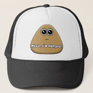 Boné Pou com fome com texto