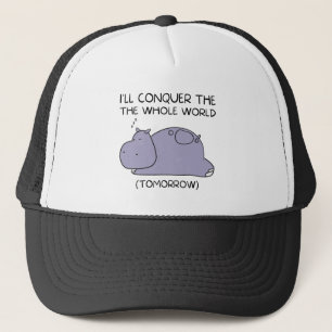 Boné Preguiçoso Hippo Eu vou conquistar o mundo inteiro