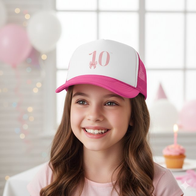 Boné Presente de Chapéu com Laço Rosa para Menina de 10 (Criador carregado)