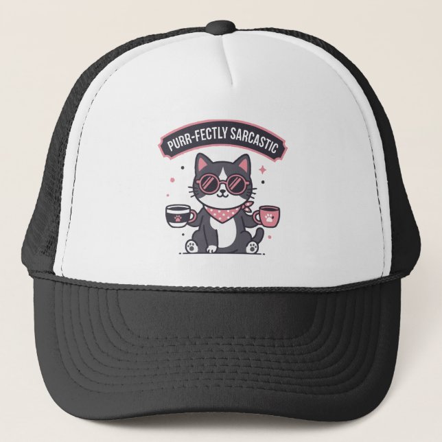 Boné Presente para Amante de Café com Bandana de Gato L (Frente)