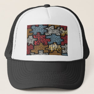 Boné Presentes com Estampa de Puzzle Leopardo Zebra Roc
