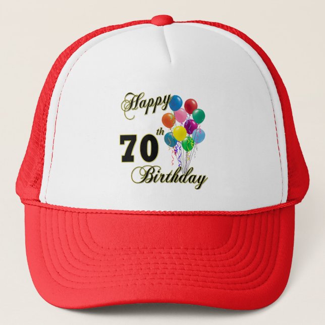 Boné Presentes de aniversário do 70 e roupa felizes do (Frente)