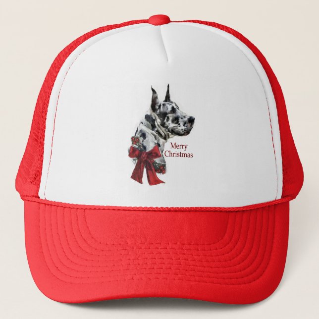 Boné Presentes de Natal de Harlequin Great Dane (Frente)