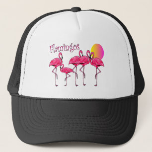Boné Presentes tropicais da arte do flamingo
