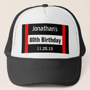 Boné preto do aniversário do 80 com costume vermelho