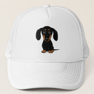 Boné Preto-Revestido Suave e Tan-Dachshund