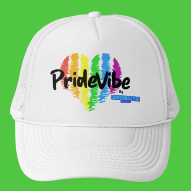 Boné PrideVibe Coração Arco-Íris Caminhoneiro: Ousado e (Criador carregado)