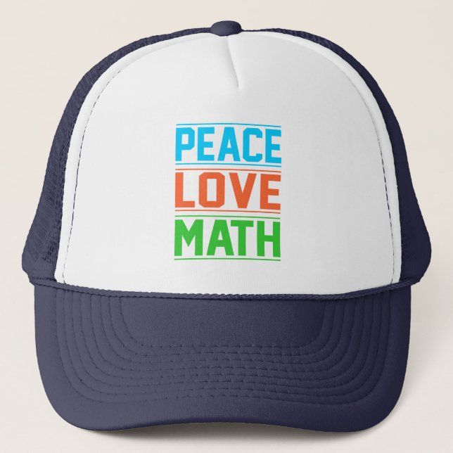 Boné Professor de Matemática Peace Love Estudante de Ma (Frente)