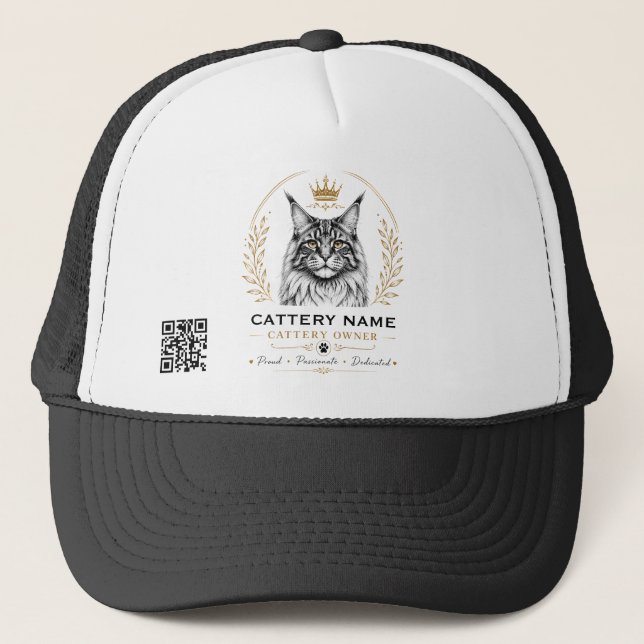 Boné Proprietário de Cattery Maine Coon Personalizado c (Frente)