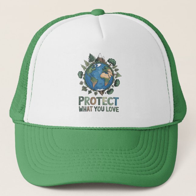 Boné Proteja o que você ama" Design da Terra ambiental (Frente)
