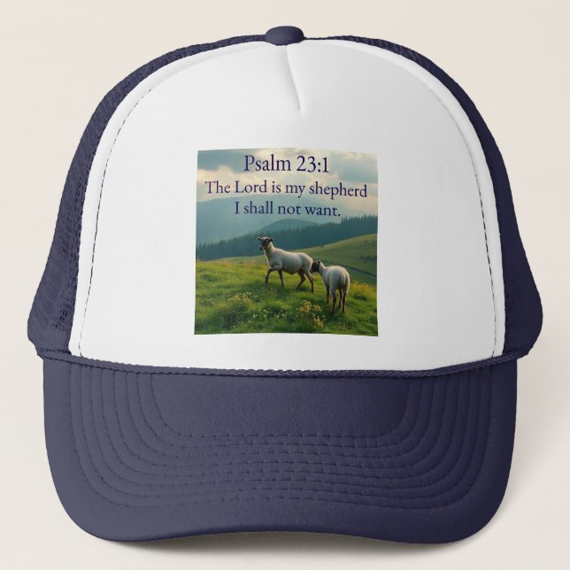 Boné Psalm 23:1 Bible Verse Trucker Hat (Frente)