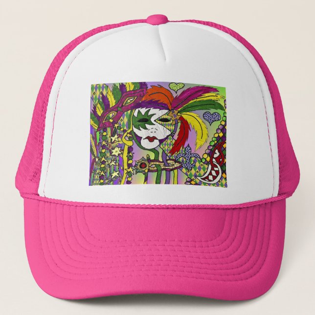 Boné Psychedelic Mardi Gras Feather Mask (Frente)