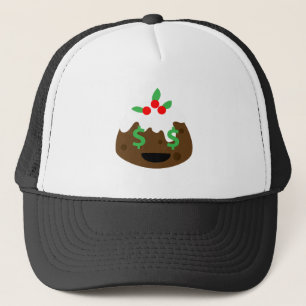 Boné pudim de natal com olhos de dinheiro