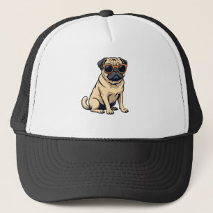Boné Pug Antigo Fazendo Dab com Óculos de Sol Cachorro