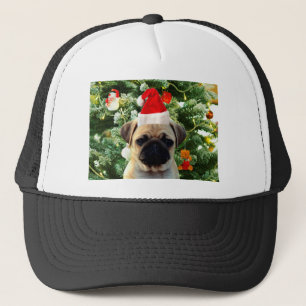 Boné Pug Cachorro Cachorro Pomada em Árvore de Natal Sn