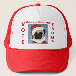 Boné Pug Papai noel Trucker Hat