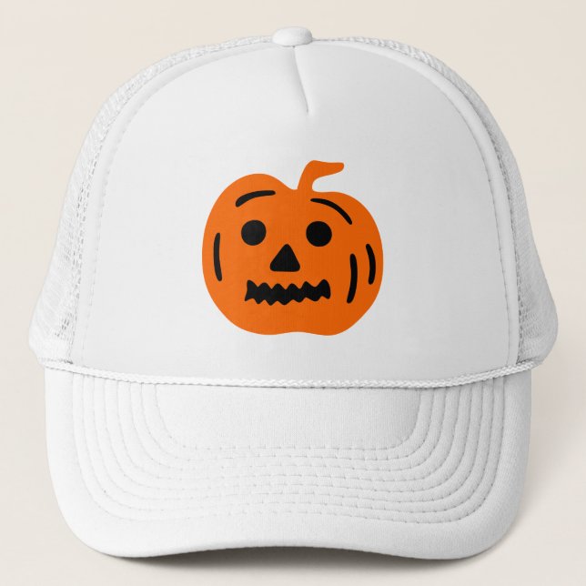 Boné Pumpkin Jack-O-Lanterna de Orange e Black Hallowee (Frente)