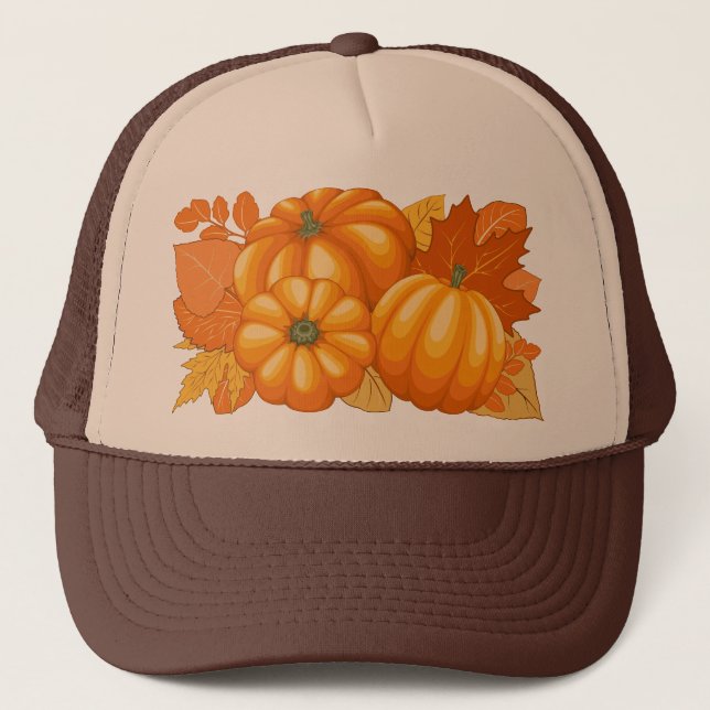 Boné Pumpkins Patterno do Halloween em Fall Season (Frente)