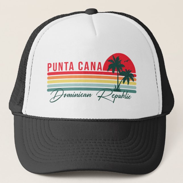 Boné Punta Cana Dominican Palm Tree Beach Vintage (Frente)