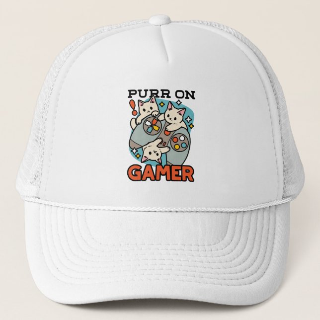 Boné Purr On Gamer - Design de Jogos para Gatos de Gato (Frente)