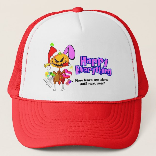 Boné Qualquer coisa-Feliz Feriado-Feliz feliz tudo (Frente)