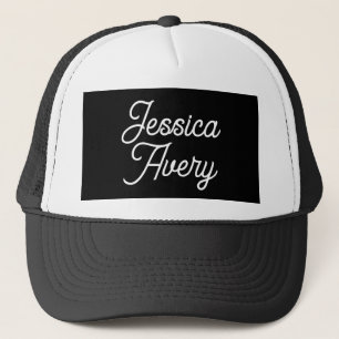 Boné Qualquer Nome   Elegante Vintage White Script em P