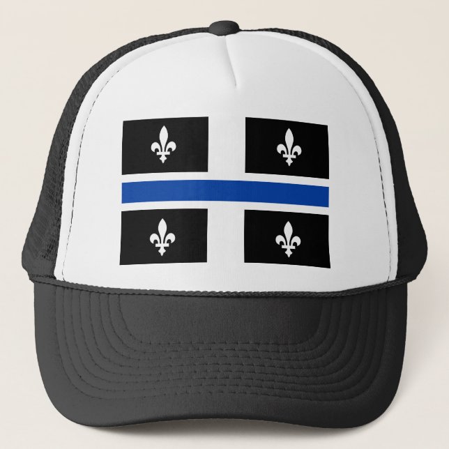 Boné Quebec Flag Blue Line Fleur de Lys Graphic Art on (Frente)