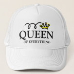 Boné Queen of everything funny trucker hat with women<br><div class="desc">Queen of everything funny trucker hat with women. Fun cap with humorous quote for her. Cool Birthday gift idea for wife,  sister,  daughter,  mom,  girlfriend,  grandma,  co worker,  colleague,  boss lady etc. Cute princess crown design. Also great as Mother's Day present.</div>