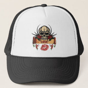 Boné RAB Rockabilly Caveira Rosas Amor Batom