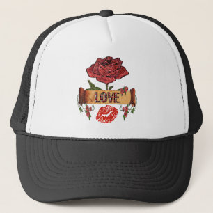 Boné RAB Rockabilly Dia dos Namorados Rosas, Amor e Bat