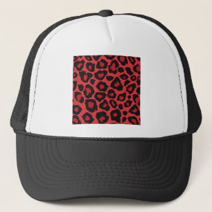Boné RAB Rockabilly Estampa de Leopardo Vermelho Preto
