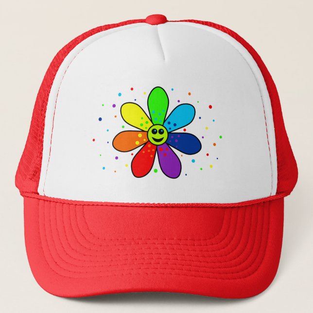 Boné Rainbow Flower Trucker Hat (Frente)