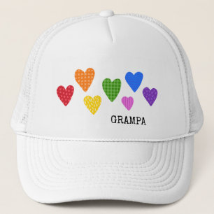 Boné Rainbow Hearts Grampa NAME Colorful Love Joy Fun