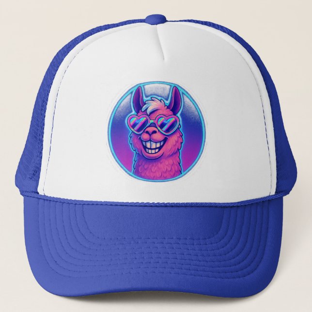 Boné Rainbow Lama com tons de orgulho cardíaco (Frente)