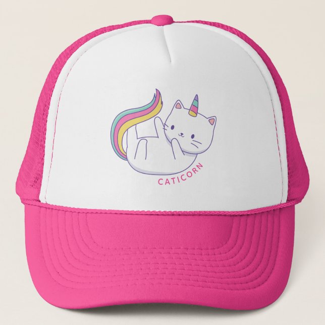 Boné Rainbow Meowgical Caticorn Trucker Hat (Frente)