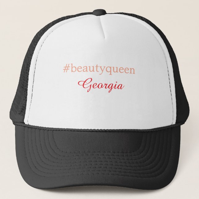 Boné Rainha da beleza hashtag vermelho claro adicionar  (Frente)