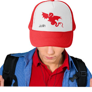 Boné Rapaz do nome do dragão vermelho