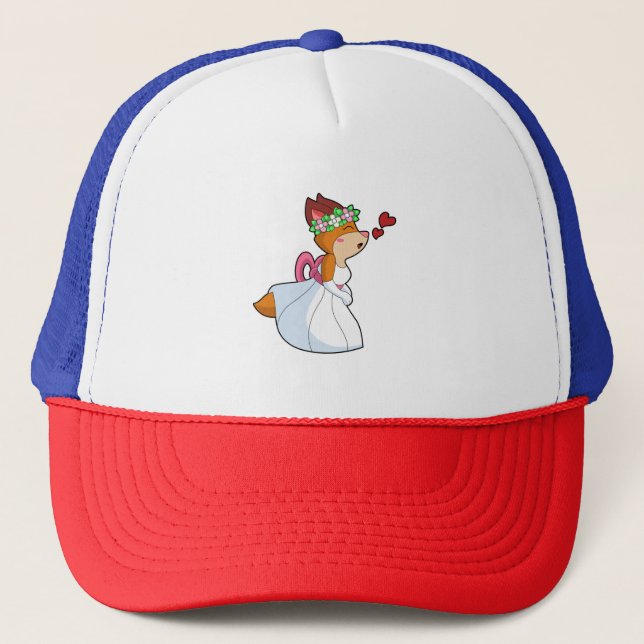Boné Raposa como Noiva com vestido de noiva & grinalda  (Frente)