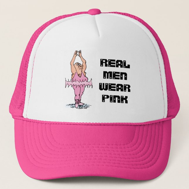 Boné Real Men Wear Pink Funny Fat Guy Ballet (Frente)