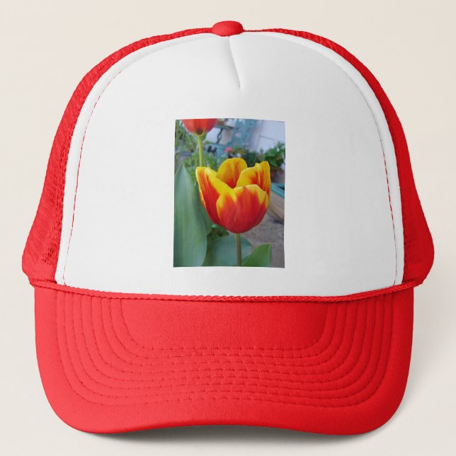 Boné Red and Yellow Tulip floral Garden Photo (Frente)