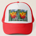 Boné Red and Yellow Tulip floral Garden Photo Mum<br><div class="desc">Red and Yellow Tulip floral garden photo Mum Trucker Hat. A glorious photo design to compliment any decor. Designed from my original photos from my own flower garden.</div>