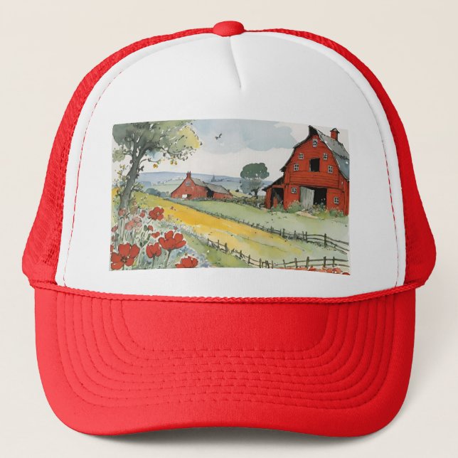 Boné Red Barn Clássico e Farmland com Flores Selvagens (Frente)