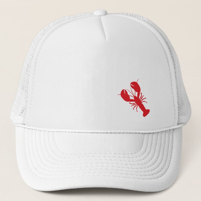 Boné Red Lobster White Hat Diversão Costeira (Frente)