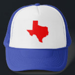 Boné Red Texas<br><div class="desc">Forma vermelha brilhante do mapa do estado do Texas.</div>