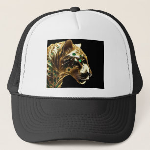 Boné Regal Grace: A Jaguar Dourada Adornada com Emerald