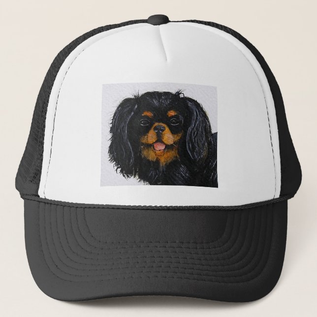 Boné Rei Charles Cavalier Spaniel preto e bronzeado (Frente)