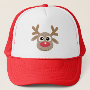 Boné Reindeer Engraçado Natal Novelty Red Trucker Hat